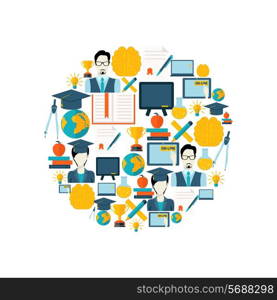 Education school university e-learning graduation flat decorative icons set vector illustration