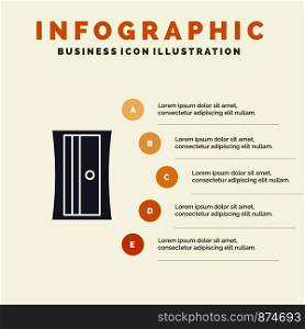 Education, Sharpener, Tool Solid Icon Infographics 5 Steps Presentation Background
