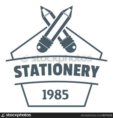 Education stationery logo. Simple illustration of education stationery vector logo for web. Education stationery logo, simple gray style