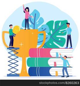 Education vector illustration. The concept of learning knowledge. Schools, universities and colleges. The rate of personal growth and development reaches the best intelligence, teachers and students.