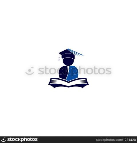 Education vector logo template open book and human. Education logo open book.