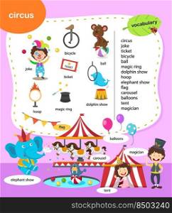 education vocabulary circus vector illustration