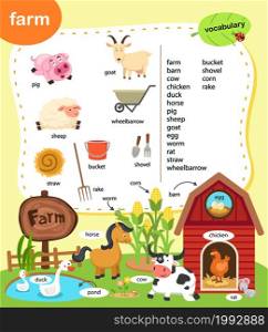 education vocabulary farm vector illustration