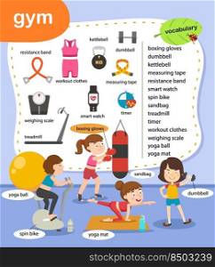 education vocabulary gym vector illustration