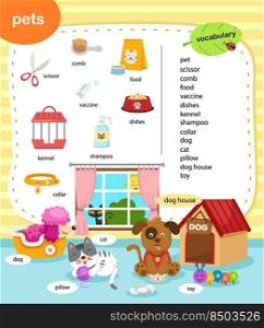 education vocabulary pets vector illustration