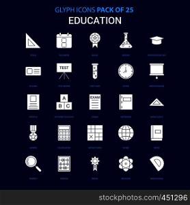 Education White icon over Blue background. 25 Icon Pack