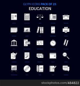 Education White icon over Blue background. 25 Icon Pack
