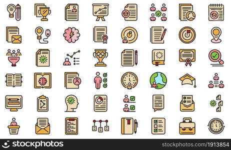 Education workflow icon. Outline education workflow vector icon thin line color flat isolated on white. Education workflow icon, outline style