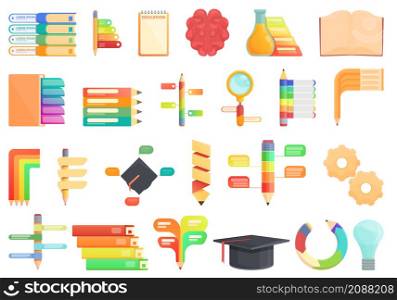 Education workflow icons set cartoon vector. Target search. Job certificate. Education workflow icons set cartoon vector. Target search