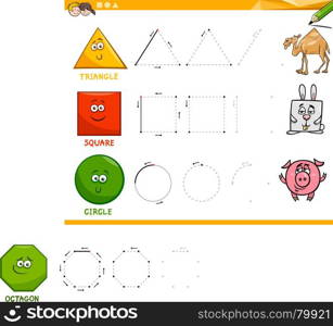 Educational Cartoon Illustration of Basic Geometric Shapes Drawing for Children