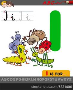 Educational Cartoon Illustration of Letter I from Alphabet with Insects Animal Characters for Children