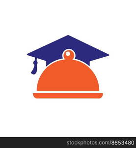 Educational food vector logo design concept. Food cooking education logo illustration icon design. 