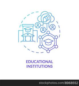 Educational institutions blue gradient concept icon. Version control system end user industry abstract idea thin line illustration. Isolated outline drawing. Myriad Pro-Bold font used. Educational institutions blue gradient concept icon