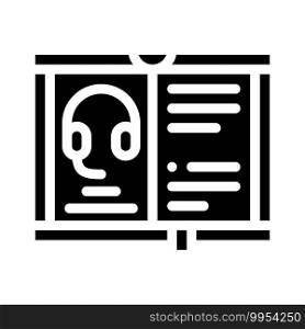 educational literature for worker call center glyph icon vector. educational literature for worker call center sign. isolated contour symbol black illustration. educational literature for worker call center glyph icon vector illustration