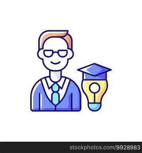 Educational management RGB color icon. Corporate trainers, educators. Coaching in business environment. Employee growth support. Enhancing leadership capability. Isolated vector illustration. Educational management RGB color icon
