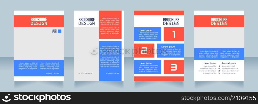 Educational program blank brochure design. Template set with copy space for text. Premade corporate reports collection. Editable 4 paper pages. Bebas Neue, Lucida Console, Roboto Light fonts used. Educational program blank brochure design