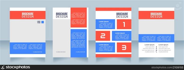 Educational program blank brochure design. Template set with copy space for text. Premade corporate reports collection. Editable 4 paper pages. Bebas Neue, Lucida Console, Roboto Light fonts used. Educational program blank brochure design