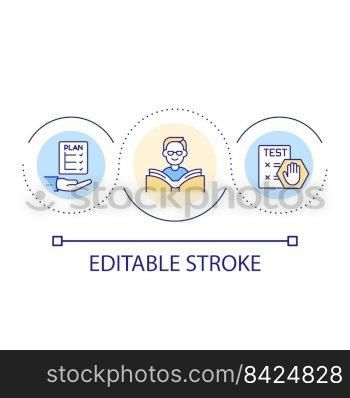 Educational program loop concept icon. No exams education. Self learning. Training with tutor abstract idea thin line illustration. Isolated outline drawing. Editable stroke. Arial font used. Educational program loop concept icon