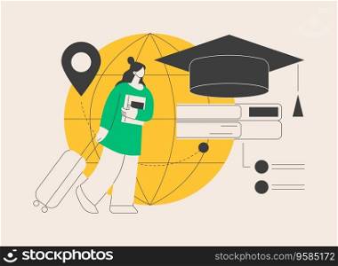 Educational tourism abstract concept vector illustration. International edu tourism, education abroad, entertaining studying, exchange student, vacation, group in airport abstract metaphor.. Educational tourism abstract concept vector illustration.