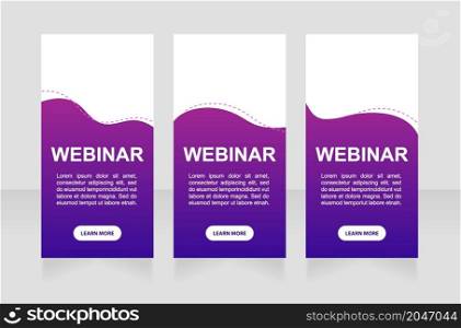 Educational webinar web banner design template. Vector flyer with text space. Advertising placard with customized copyspace. Promotional printable poster for advertising. Graphic layout. Educational webinar web banner design template