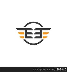 EE letter wings vector icon illustration design template