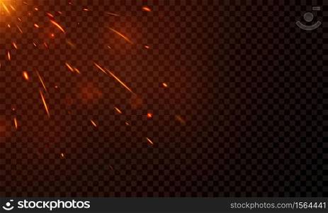 Effect burning red hot sparks realistic fire flames abstract background