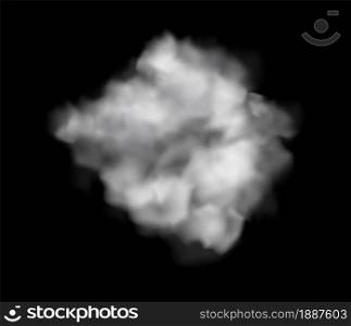 Effect cloudy. Standing fog and white sky smoke chemistry isolated on transparent background single realistic element, 3d clouds texture. Vector cloudscape isolated on black background illustration. Effect cloudy. Standing fog and white sky smoke chemistry isolated on transparent background single realistic element, 3d clouds texture. Vector cloudscape isolated illustration