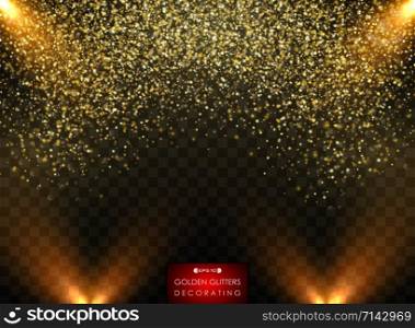 Effect of golden glitters decorating, vector eps10