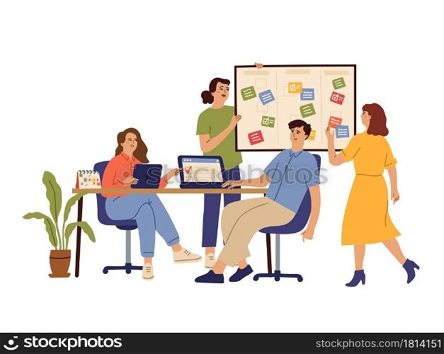 Effective business team. Office group, work cooperative agreement or agenda planning. Flat productive people working together vector concept. Illustration business team effective. Effective business team. Office group, work cooperative agreement or agenda planning. Flat productive people working together vector concept