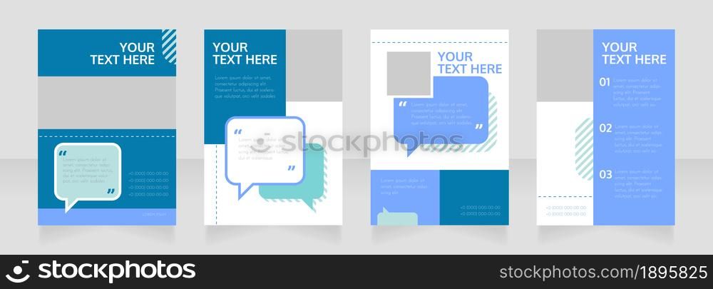 Effective communication blank brochure layout design. Project info. Vertical poster template set with empty copy space for text. Premade corporate reports collection. Editable flyer paper pages. Effective communication blank brochure layout design