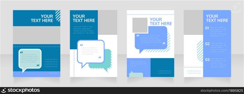 Effective communication blank brochure layout design. Project info. Vertical poster template set with empty copy space for text. Premade corporate reports collection. Editable flyer paper pages. Effective communication blank brochure layout design
