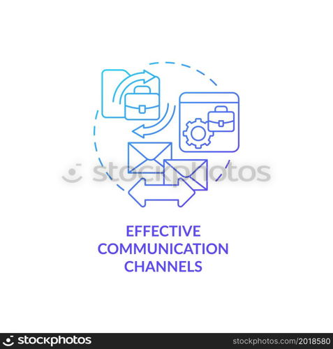 Effective communication channels blue gradient concept icon. Interaction in work team. Employee monitoring abstract idea thin line illustration. Vector isolated outline color drawing. Effective communication channels blue gradient concept icon