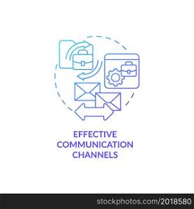 Effective communication channels blue gradient concept icon. Interaction in work team. Employee monitoring abstract idea thin line illustration. Vector isolated outline color drawing. Effective communication channels blue gradient concept icon