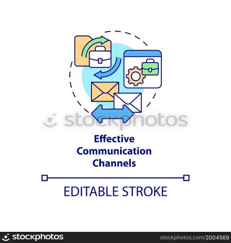 Effective communication channels concept icon. Interaction in work team. Employee monitoring abstract idea thin line illustration. Vector isolated outline color drawing. Editable stroke. Effective communication channels concept icon