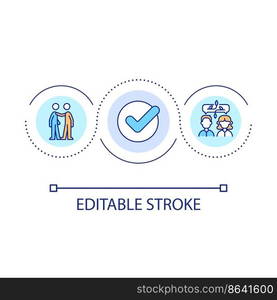 Effective communication loop concept icon. Healthy relationship. Respect to partner abstract idea thin line illustration. Isolated outline drawing. Editable stroke. Arial font used. Effective communication loop concept icon