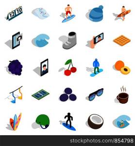 Effective icons set. Isometric set of 25 effective vector icons for web isolated on white background. Effective icons set, isometric style