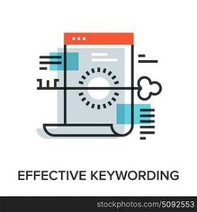 effective keywording. Vector illustration of effective keywording flat line design concept.