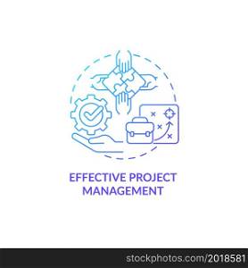 Effective project management blue gradient concept icon. Organizing productive teamwork. Employee monitoring abstract idea thin line illustration. Vector isolated outline color drawing. Effective project management blue gradient concept icon