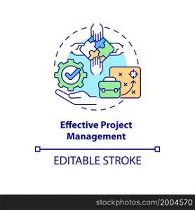Effective project management concept icon. Organizing productive teamwork. Employee monitoring abstract idea thin line illustration. Vector isolated outline color drawing. Editable stroke. Effective project management concept icon