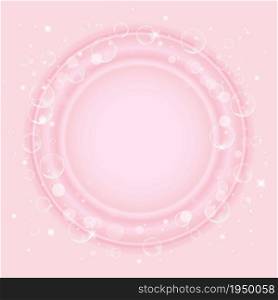 Effervescent soap bubbles frame on pink background. Vector illustration. Effervescent soap bubbles frame on pink background. Vector illustration.