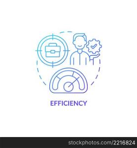 Efficiency blue gradient concept icon. Smart technology benefit abstract idea thin line illustration. Changing energy needs. Increase productivity. Isolated outline drawing. Myriad Pro-Bold font used. Efficiency blue gradient concept icon