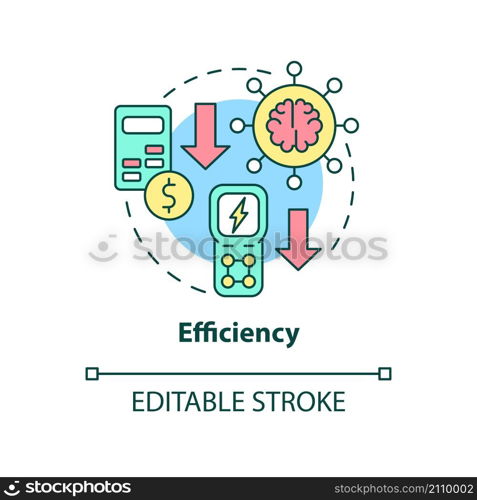 Efficiency concept icon. Intelligent network. Smart grid features abstract idea thin line illustration. Isolated outline drawing. Editable stroke. Roboto-Medium, Myriad Pro-Bold fonts used. Efficiency concept icon