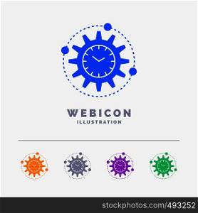 Efficiency, management, processing, productivity, project 5 Color Glyph Web Icon Template isolated on white. Vector illustration. Vector EPS10 Abstract Template background
