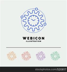 Efficiency, management, processing, productivity, project 5 Color Line Web Icon Template isolated on white. Vector illustration. Vector EPS10 Abstract Template background