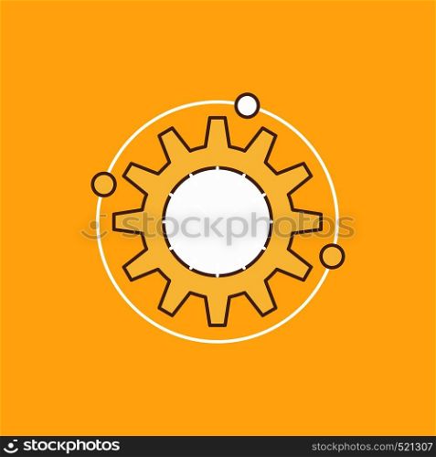 Efficiency, management, processing, productivity, project Flat Line Filled Icon. Beautiful Logo button over yellow background for UI and UX, website or mobile application. Vector EPS10 Abstract Template background