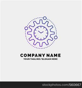 Efficiency, management, processing, productivity, project Purple Business Logo Template. Place for Tagline. Vector EPS10 Abstract Template background