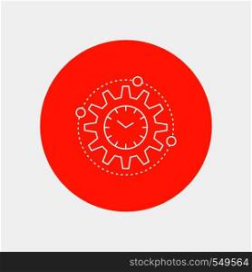 Efficiency, management, processing, productivity, project White Line Icon in Circle background. vector icon illustration. Vector EPS10 Abstract Template background