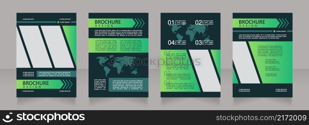 Efficient energy distribution black and green blank brochure design. Template set with copy space for text. Premade corporate reports collection. Editable 4 paper pages. Calibri, Arial fonts used. Efficient energy distribution black and green blank brochure design