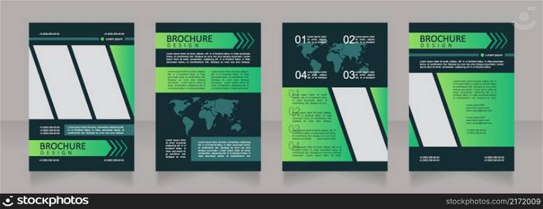 Efficient energy distribution black and green blank brochure design. Template set with copy space for text. Premade corporate reports collection. Editable 4 paper pages. Calibri, Arial fonts used. Efficient energy distribution black and green blank brochure design