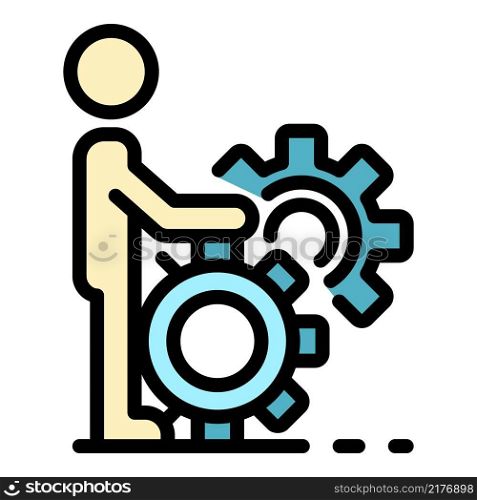 Efficient gear system skill icon. Outline efficient gear system skill vector icon color flat isolated. Efficient gear system skill icon color outline vector